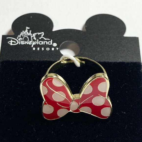 Vintage Disney Minnie Mouse Bow Ring Size 7 8 Red Dots Signed Adjustable Enamel - Picture 5 of 13